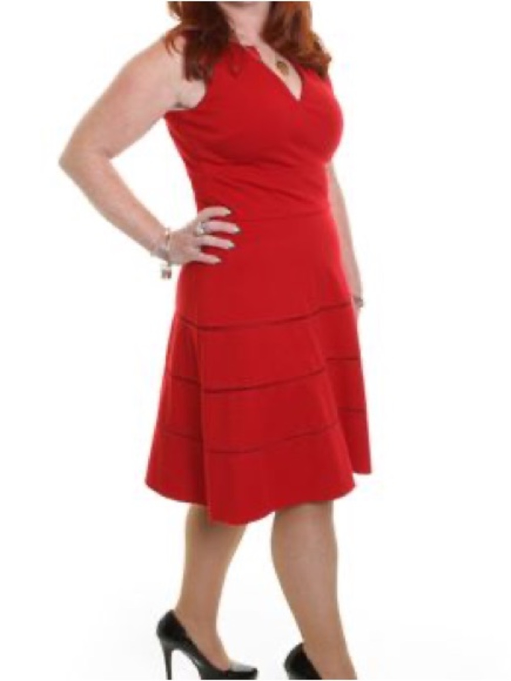 Sleeveless Red Fit & Flare Dress Sz 16